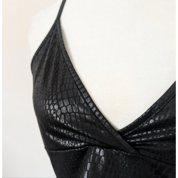 Faux leather crocodile textured faux leather crop top/bralette - Picture 3 of 5